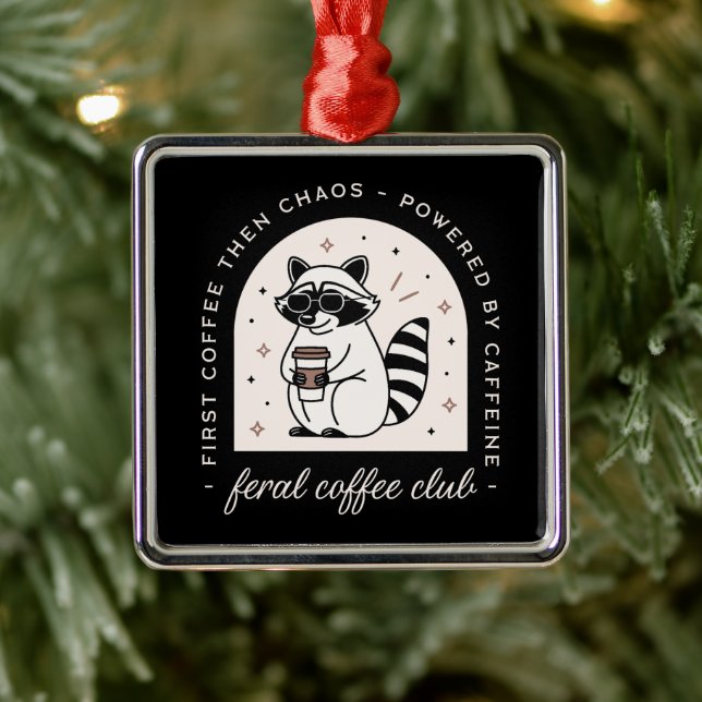 Coffee-Schläger lieben komisches Tier-Schwarz Ornament Aus Metall (Baum)