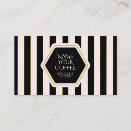 Coffee Shop Black and Cream Stripes with Gold Visitenkarte
