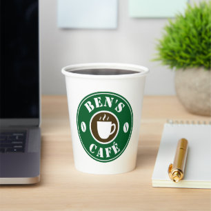 Coffee Shop Bohnen Logo Papier trinken Cups Pappbecher