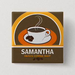 Coffee Shop Coffee Cup Café Personal ID Tags Button