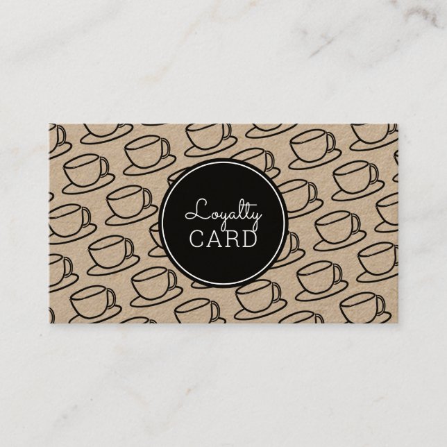 Coffee Shop Cup Muster Kraft Loyalty Card Visitenkarte (Vorderseite)