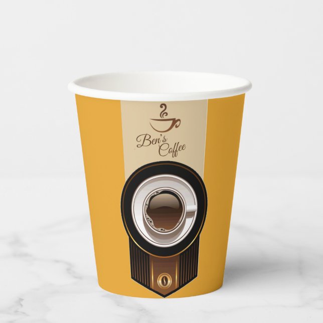 Coffee Shop Custom Business Name Paper Cup Pappbecher (Vorderseite)