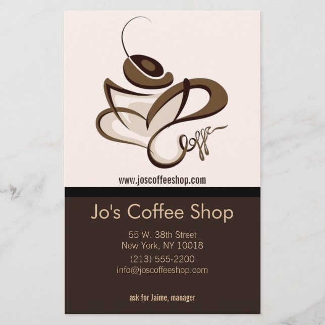 Coffee Shop Flyer mit Menü (Vorne)