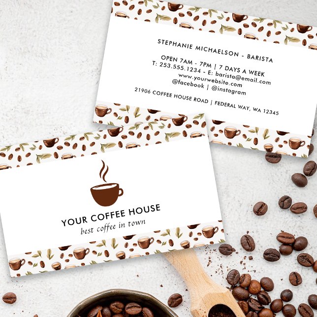 Coffee Shop für Wasserfarbe Visitenkarte (Watercolor Coffee Shop Business Card)