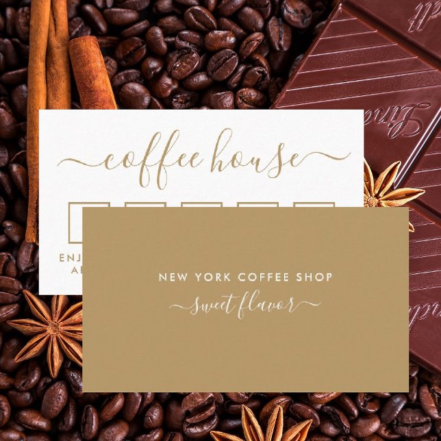 Coffee Shop Loyalty Card - Gold & White Treuekarte (Von Creator hochgeladen)