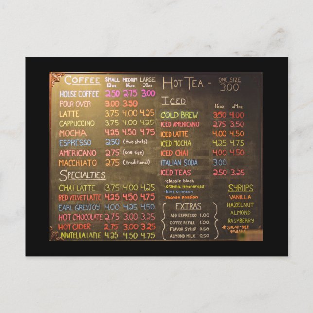 Coffee Shop Menu Board - Postkarte (Vorderseite)