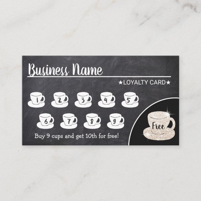 Coffee Shop Rustikales Chalkboard Kundenloyalty Treuekarte (Vorderseite)