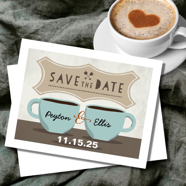 Coffee Shop Save the Date Postkarte (Von Creator hochgeladen)