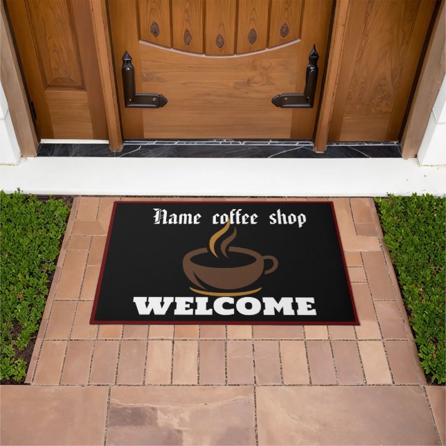 Coffee Shop Welcome Restaurant Personalisiert Name Fußmatte (Außenbereich)