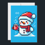 Coffee Snowman - Cosy Pixel Art Christmas Design Feiertagskarte<br><div class="desc">Sogar Schneemänner brauchen ihre Kaffee-Reparatur! ☕ ⛄ Das Design des "Coffee Snowman" zeichnet sich durch einen Pixelkunst-Schneemann aus, der einen festlichen Weihnachtsmützen trägt und dabei glücklich eine warme Tasse Kaffee hält. Dieses niedliche und geheimnisvolle Design verbindet festlichen Charme mit koffeingeführtem Glück und eignet sich ideal für Kaffeeliebhaber, Wintersportler und Liebhaber...</div>
