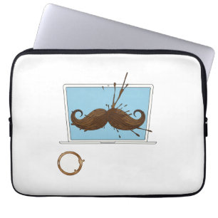 Coffee Spill Mustache Sleeve   Funny Laptop Work