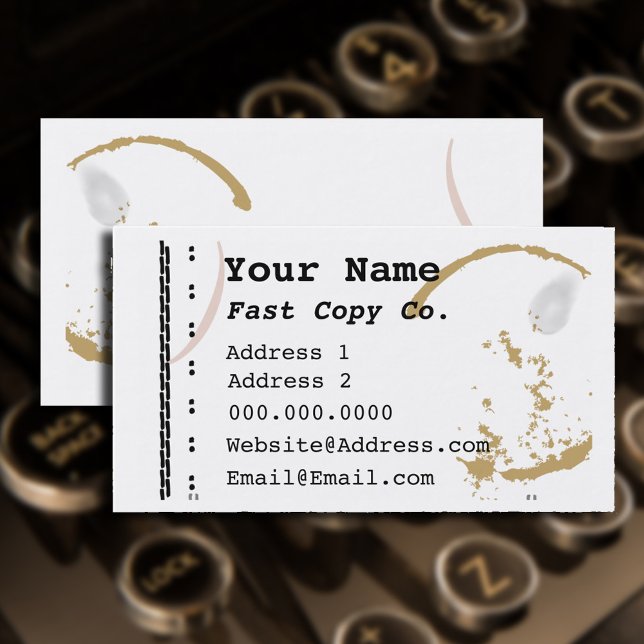 Coffee Stain Schreibwriter Grunge Business Card Visitenkarte (Coffee Stain Typewriter Grunge Business Card)
