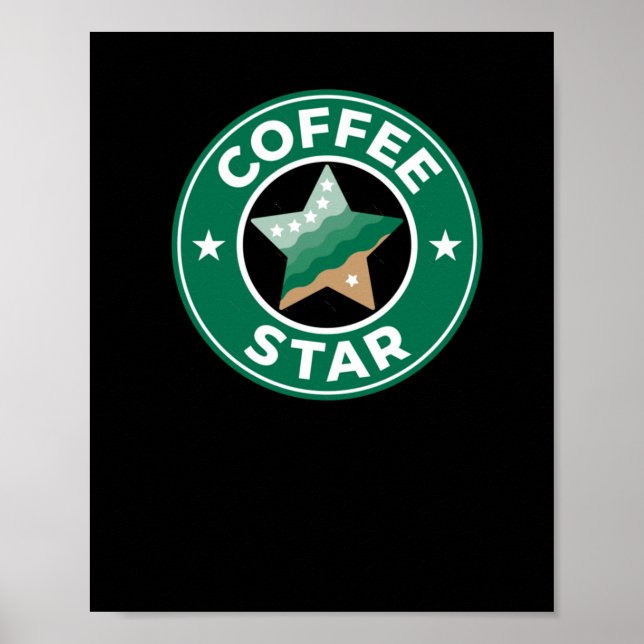 Coffee-Star-Aufkleber Poster (Vorne)