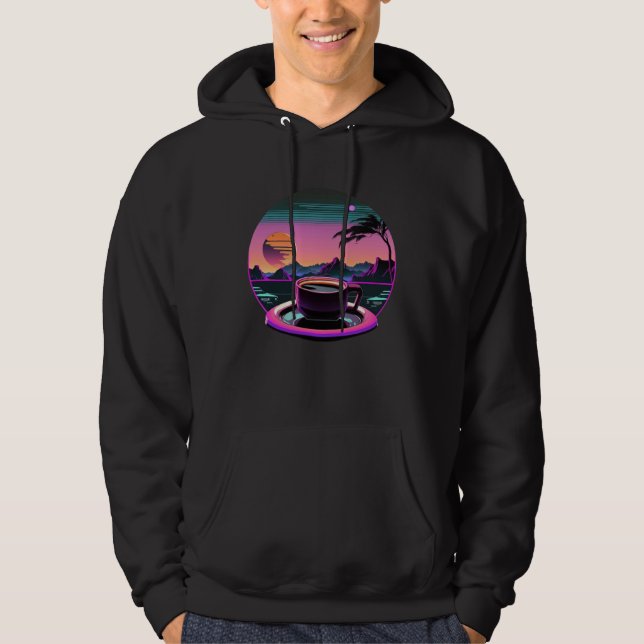 Coffee Synthwave 80s Retrowave Aesthetic Hoodie (Vorderseite)