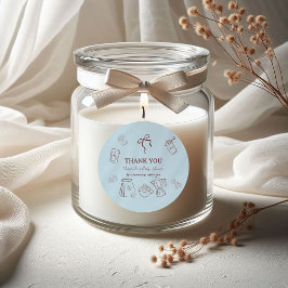 Coffee Theme Blue Bow Cafe Bebe Boy Baby Shower Runder Aufkleber