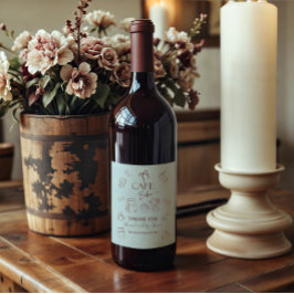 Coffee Theme Blue Bow Cafe Bebe Boy Baby Shower Weinetikett