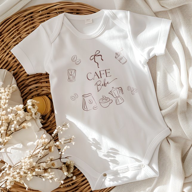 Coffee Theme Cafe Bebe Brewing Bow Baby Shower Baby Strampler (Von Creator hochgeladen)