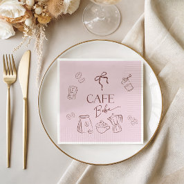 Coffee Theme Pink Bow Cafe Bebe Girl Baby Shower Serviette