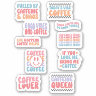 Coffee Theme Quotes Retro Ästhetik Aufkleber