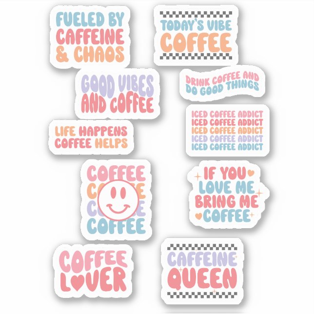 Coffee Theme Quotes Retro Ästhetik Aufkleber (Vorderseite)