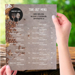 Coffee Theme Restaurant Abholmenü mit QR-Code Flyer