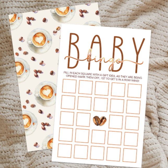 Coffee Themed Baby Dusche Baby Bingo Game Card (Baby Bingo Card)