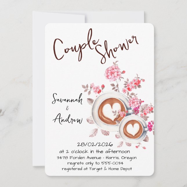 Coffee Themed Couple Shower Invitation (Devant)