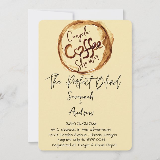 Coffee Themed Couple Shower Invitation Einladung (Vorderseite)
