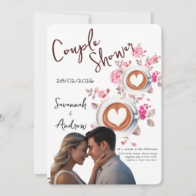 Coffee Themed Couple Shower Invitation Einladung (Vorderseite)