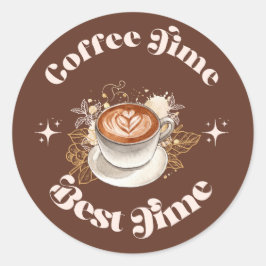 Coffee Time Best Time Retro Latte Aufkleber