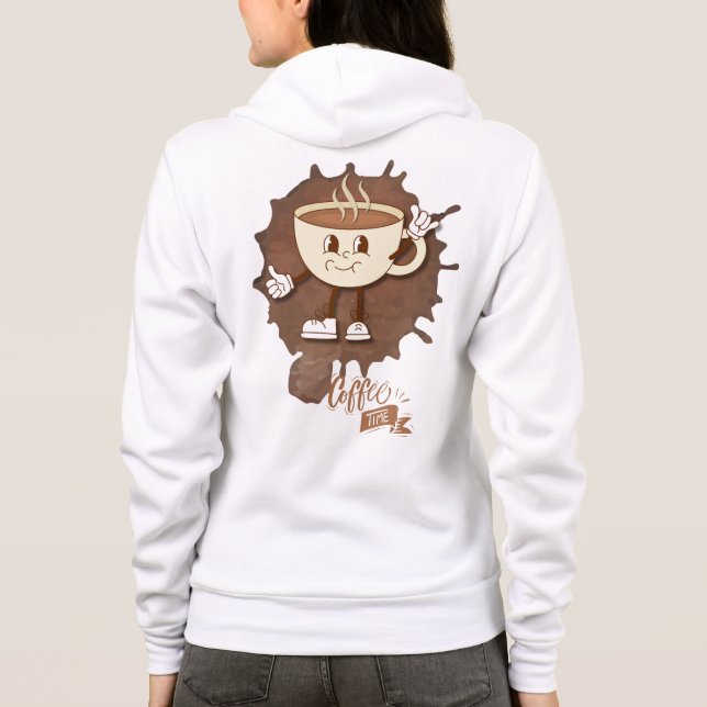 **Coffee Time – Cute Smiling Cup Steam  Hoodie (Rückseite)