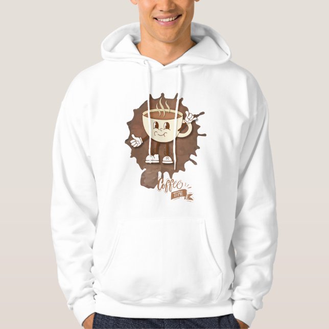 **Coffee Time – Cute Smiling Cup Steam  Hoodie (Vorderseite)