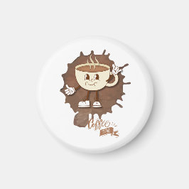 **Coffee Time – Cute Smiling Cup Steam  Magnet