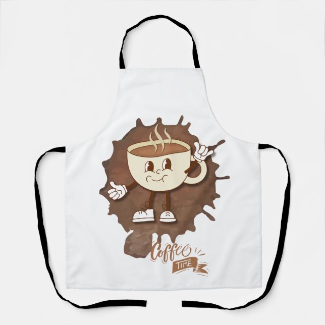 **Coffee Time – Cute Smiling Cup Steam  Schürze (Vorderseite)
