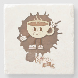 **Coffee Time – Cute Smiling Cup Steam  Steinuntersetzer