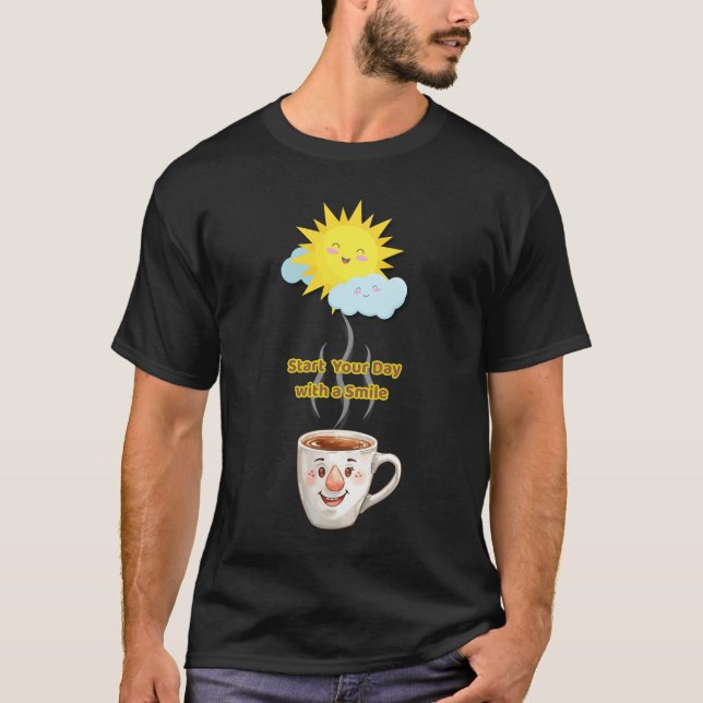 Coffee Time – Cute Smiling Cup T-Shirt (Vorderseite)