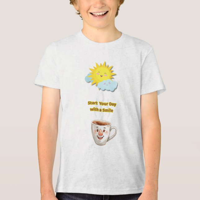 Coffee Time – Cute Smiling Cup Tri-Blend Shirt (Vorderseite)