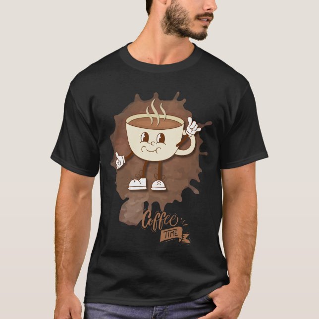 Coffee Time – Cute Smiling Cup with  Steam T-Shirt (Vorderseite)