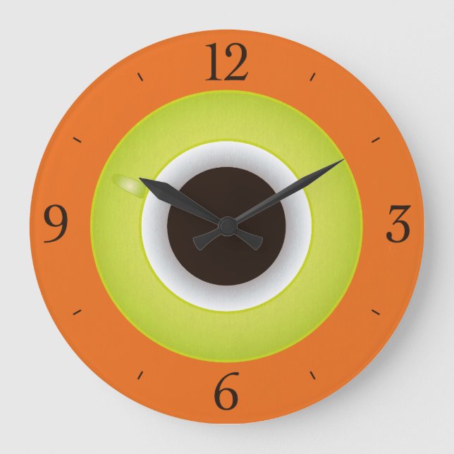 Coffee Time Orange Stylish Große Wanduhr (Vorderseite)