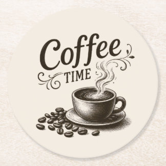 Coffee Time-Papierservietten Runder Pappuntersetzer