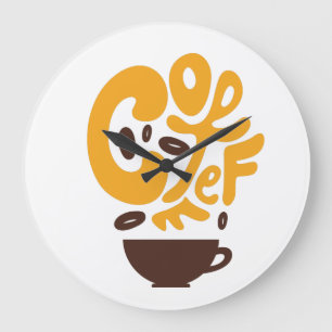 Coffee Typography for coffee lover Große Wanduhr
