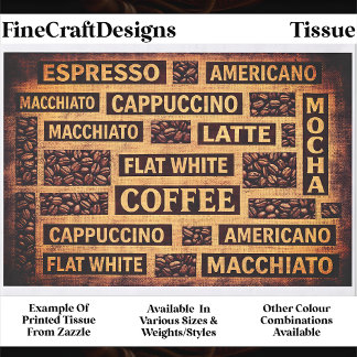 Coffee Typography Rustic Burlap Word FC6 Decoupage Seidenpapier