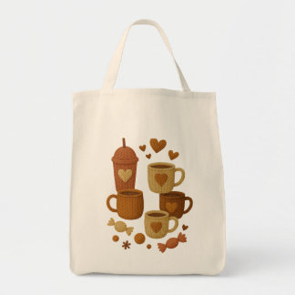 Coffee Valentine Day Love Knitted Hearts Hugs Tragetasche