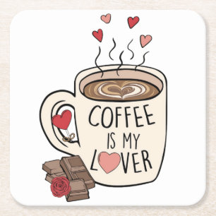 Coffee Valentine Valentingeschenk Valentinstag Rechteckiger Pappuntersetzer