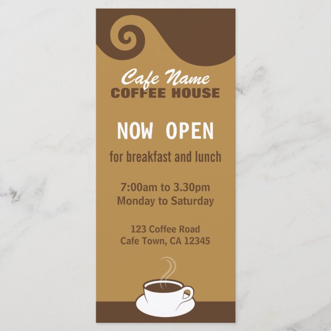 Coffee Wirbel Café Menü Coffee Shop Rack Cards Menükarte (Vorderseite)