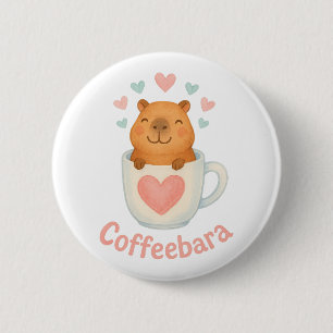 Coffeebara Süße Capybara in Kaffeetasse Button