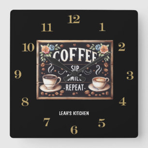 Coffeecore Horloge Café Mèmes Barista Chalkboard