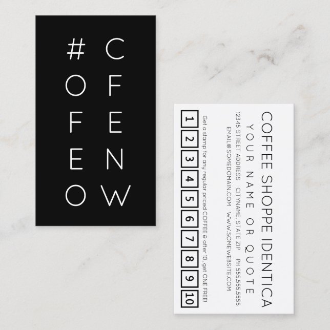 #COFFEENOW Hashtag Loyalitätskarte Treuekarte (Vorne/Hinten)