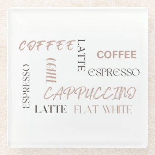 Coffeetypografie Moderner Café-Stil Kaffeeliebhabe Glasuntersetzer