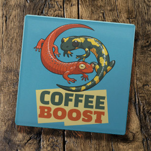 Coffein-Boost Süße Rote & Feuer-Salamander Cartoon Glasuntersetzer